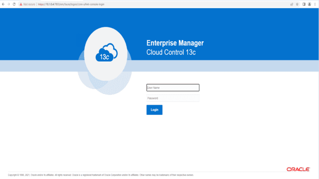 Oracle Enterprise Manager home screen